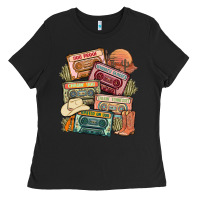 Black country cassette tapes Ladies Tee - MaliasSmallBusiness