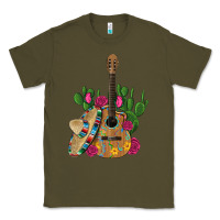Army Green ,mexican sombrero guitar rose cactus Classic Tee - Artiststas