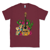 Burgundy ,mexican sombrero guitar rose cactus Classic Tee - Artiststas