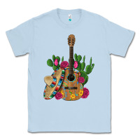 Dusty Blue ,mexican sombrero guitar rose cactus Classic Tee - Artiststas