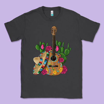 ,mexican Sombrero Guitar Rose Cactus Classic Tee Designed By Artiststas