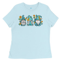 Baby Blue sunflower gnomes Ladies Tee - MaliasSmallBusiness