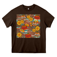 Chocolate Brown pumpkin plaid sunflower seamless Heavy Core Tee - AdoDesignShop