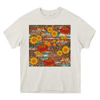 Cream pumpkin plaid sunflower seamless Heavy Core Tee - AdoDesignShop