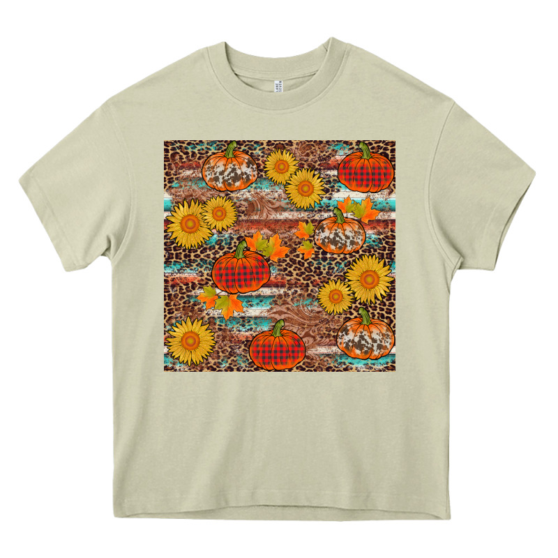 Pumpkin Plaid Sunflower Seamless Heavy Core Tee by AdoDesignShop | Teevron