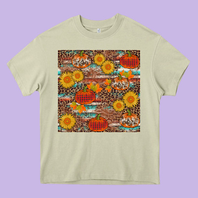 Pumpkin Plaid Sunflower Seamless Heavy Core Tee Designed By Adodesignshop