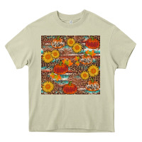 Mossy pumpkin plaid sunflower seamless Heavy Core Tee - AdoDesignShop