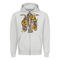 Dove Grey Mardi Gras chest sunflowers skeleton Zipper Hoodie - FaDigitalArtStudio