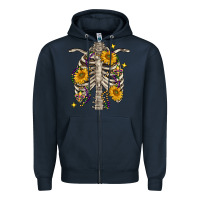 Navy Mardi Gras chest sunflowers skeleton Zipper Hoodie - FaDigitalArtStudio