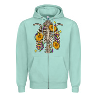 Seafoam Mardi Gras chest sunflowers skeleton Zipper Hoodie - FaDigitalArtStudio