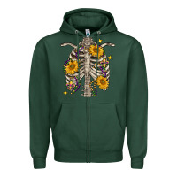 Sports Green Mardi Gras chest sunflowers skeleton Zipper Hoodie - FaDigitalArtStudio