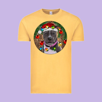 Christmas Pitbull Vintage Tee Designed By Ranaportraitstore