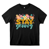 Black stay groovy Heavy Core Tee - MaliasSmallBusiness