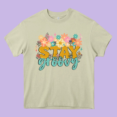 Stay Groovy Heavy Core Tee Designed By Maliassmallbusiness