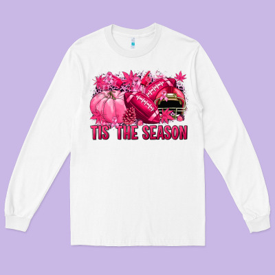 Tis' The Season Football Breast Cancer Long Sleeve Tee Designed By Nancycooperartshop