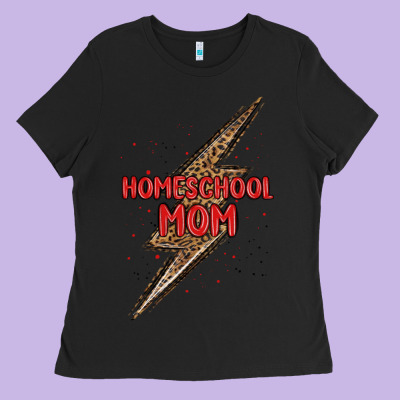 Homeschool Mom Lightning Bolt Ladies Tee Designed By Maliassmallbusiness