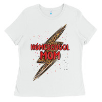 White homeschool mom lightning bolt Ladies Tee - MaliasSmallBusiness