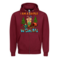 Burgundy I Am A Simple Woman Camping Frappe Zipper Hoodie - FaDigitalArtStudio