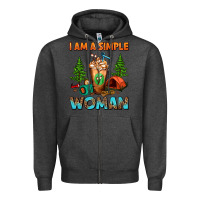 Charcoal Heather I Am A Simple Woman Camping Frappe Zipper Hoodie - FaDigitalArtStudio