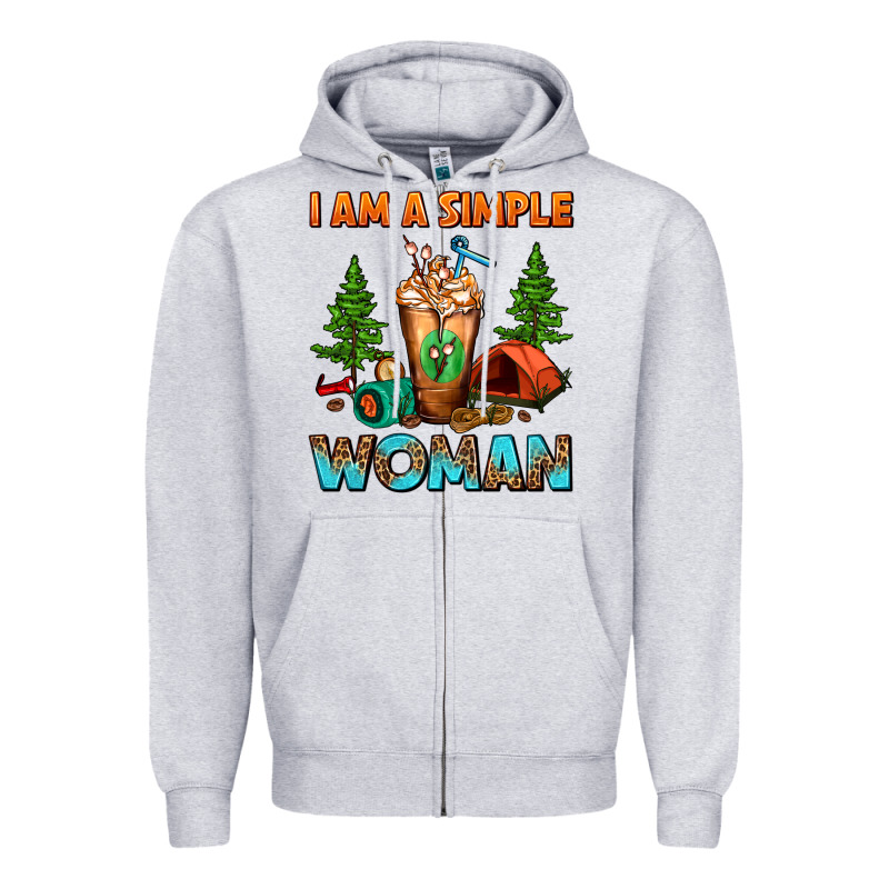 I Am A Simple Woman Camping Frappe Zipper Hoodie by FaDigitalArtStudio | Teevron