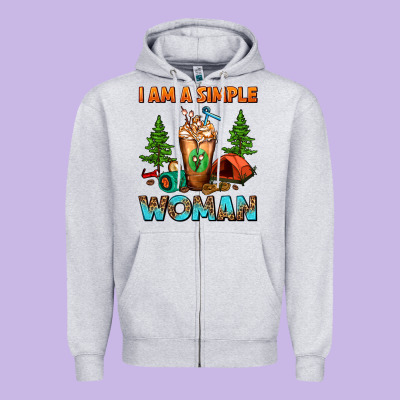 I Am A Simple Woman Camping Frappe Zipper Hoodie Designed By Fadigitalartstudio