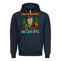 Navy I Am A Simple Woman Camping Frappe Zipper Hoodie - FaDigitalArtStudio