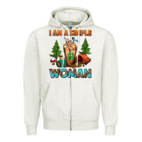 Oatmeal Heather I Am A Simple Woman Camping Frappe Zipper Hoodie - FaDigitalArtStudio