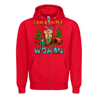 Red I Am A Simple Woman Camping Frappe Zipper Hoodie - FaDigitalArtStudio