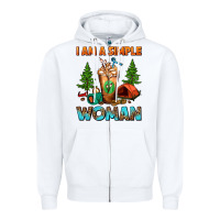 White I Am A Simple Woman Camping Frappe Zipper Hoodie - FaDigitalArtStudio