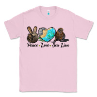 Bubblegum Pink Peace Love Sea Lion Classic Tee - LillyAllenDesigns