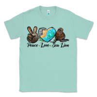 Seafoam Peace Love Sea Lion Classic Tee - LillyAllenDesigns