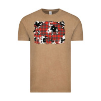 Vintage Coffee Christmas Plaid Cowhide Pattern Background Vintage Tee - RanaPortraitStore