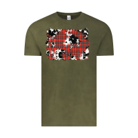 Vintage Olive Christmas Plaid Cowhide Pattern Background Vintage Tee - RanaPortraitStore