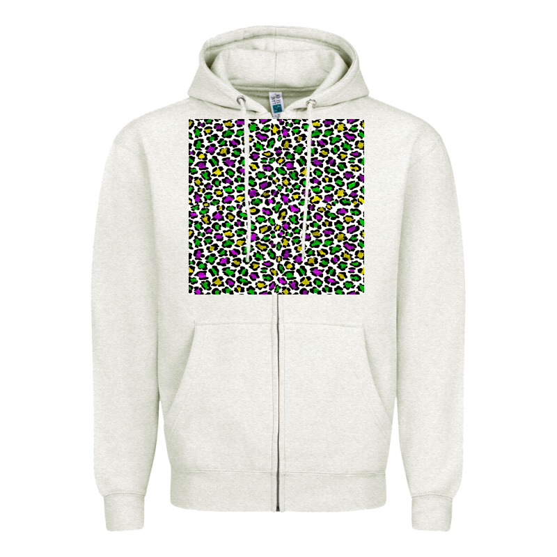 Mardi Gras Leopard  Seamless Pattern Zipper Hoodie by FaDigitalArtStudio | Teevron