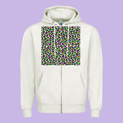 Mardi Gras Leopard  Seamless Pattern Zipper Hoodie Designed By Fadigitalartstudio