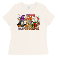 Bone Happy Hallothanksmas goats Ladies Tee - NancyCooperArtShop