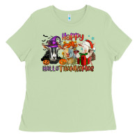 Matcha Happy Hallothanksmas goats Ladies Tee - NancyCooperArtShop