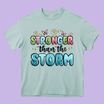 Stronger Than The Storm Heavy Core Tee Designed By Maliassmallbusiness