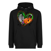 Black halloween heart with pumpkin Heavyweight Hoodie - BundleAndBundleShop