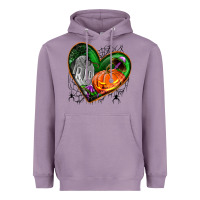 Lavender halloween heart with pumpkin Heavyweight Hoodie - BundleAndBundleShop