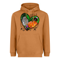 Meerkat halloween heart with pumpkin Heavyweight Hoodie - BundleAndBundleShop