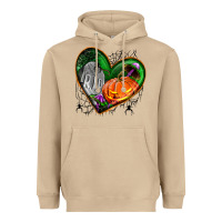 Mushroom halloween heart with pumpkin Heavyweight Hoodie - BundleAndBundleShop