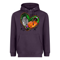 Plum halloween heart with pumpkin Heavyweight Hoodie - BundleAndBundleShop