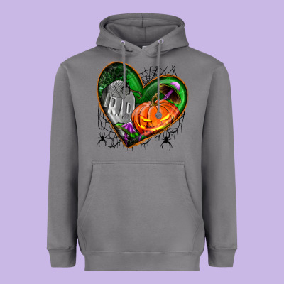 Halloween Heart With Pumpkin Heavyweight Hoodie Designed By Bundleandbundleshop