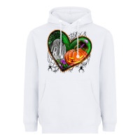 White halloween heart with pumpkin Heavyweight Hoodie - BundleAndBundleShop