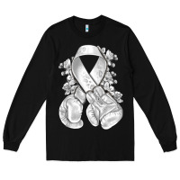 Black Lung Cancer white ribbon with boxing gloves Long Sleeve Tee - NancyCooperArtShop