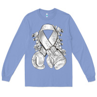 Colony Blue Lung Cancer white ribbon with boxing gloves Long Sleeve Tee - NancyCooperArtShop