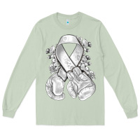 Matcha Lung Cancer white ribbon with boxing gloves Long Sleeve Tee - NancyCooperArtShop