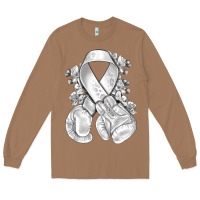 Toasted Coconut Lung Cancer white ribbon with boxing gloves Long Sleeve Tee - NancyCooperArtShop