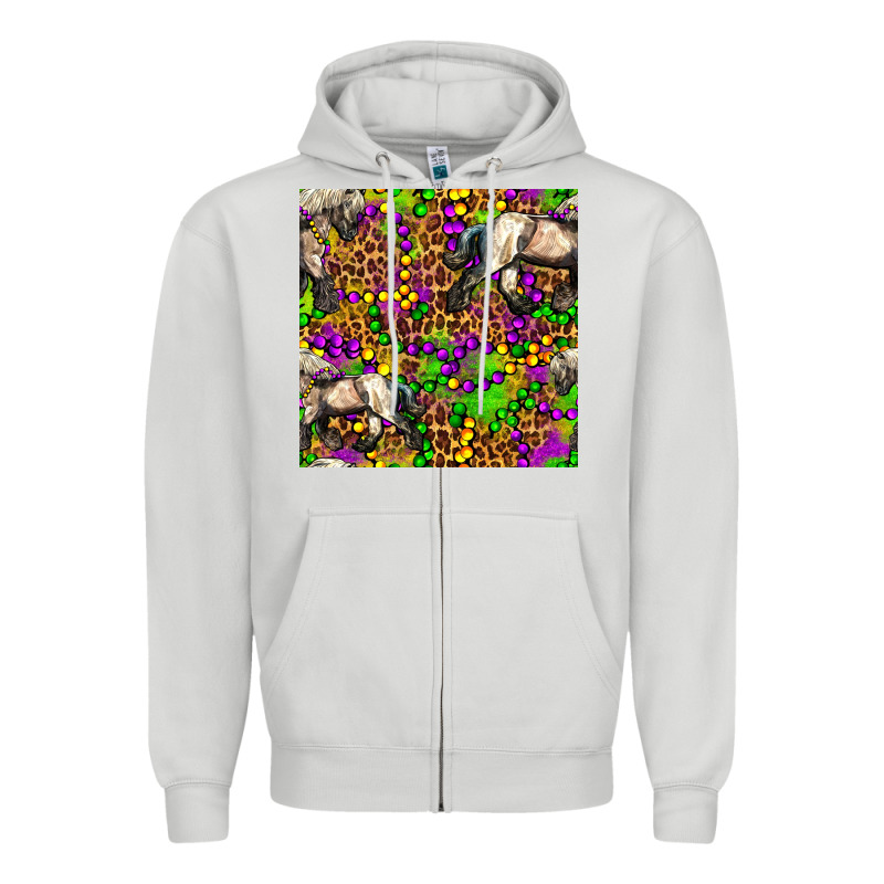 Mardi Gras Leopard Horse Seamless Pattern Zipper Hoodie by FaDigitalArtStudio | Teevron